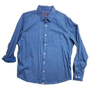 UNTUCKit Mens XL Blue Geometric Micro Print Cotton Long Sleeve Button Down Shirt